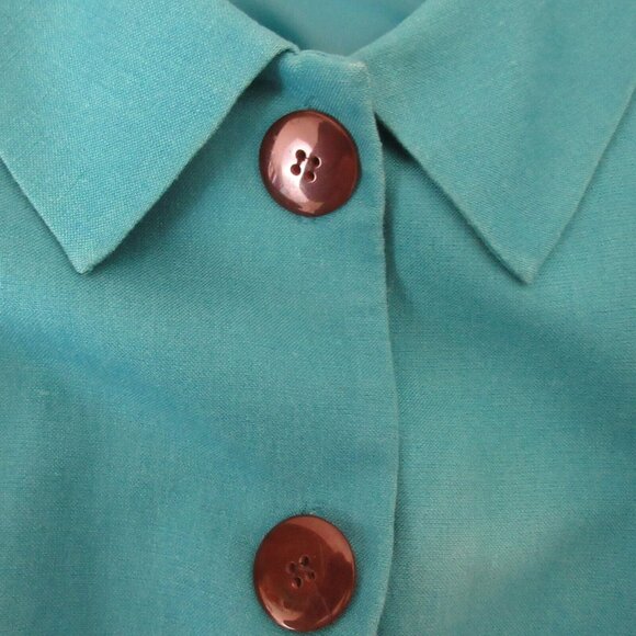 Positive Attitude Women’s 2-Piece Suit Jacket Skirt Size 26 Blues Linen Blend - Picture 4 of 14